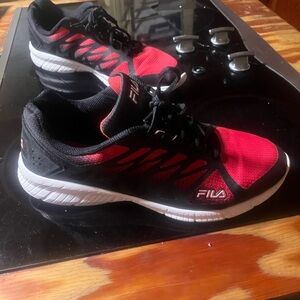 Fila Red and Black Athletic Shoes with Breathable Mesh